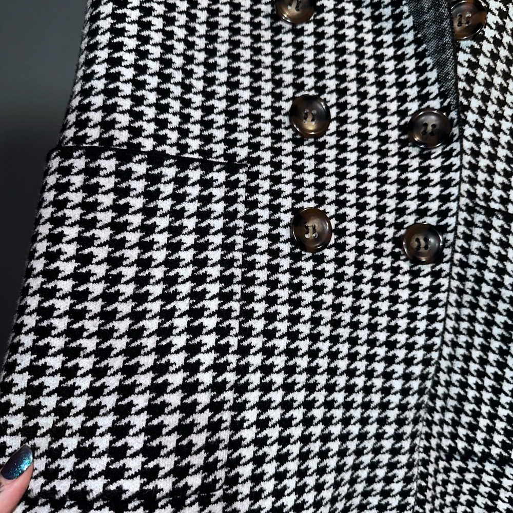 Marled Houndstooth Coatigan Jacket Soft Double Breasted Knit Size S - Picture 10 of 10